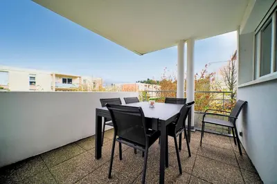 Balcon ou terrasse dans l'établissement Appartement lumineux, 80m², proche des Vosges