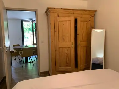 Un ou plusieurs lits dans un hébergement de l'établissement Gite Le Clos Doré à Beblenheim Parking privé