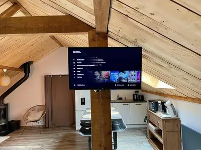 Télévision ou salle de divertissement dans l'établissement Au Cocon du Haut Pergé