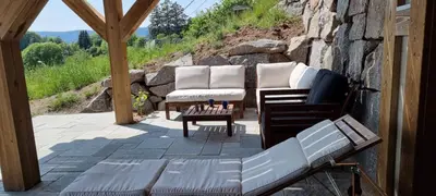 Coin salon dans l'établissement Chalet La Petite Ourse