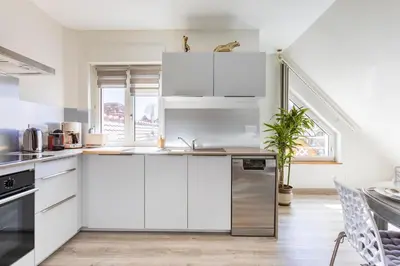 Cuisine ou kitchenette dans l'établissement Les Glycines du Sommerberg