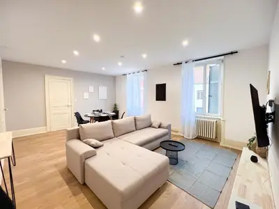 Télévision ou salle de divertissement dans l'établissement Appart'Hôtel Le Jaurès - Jardin privé et Netflix