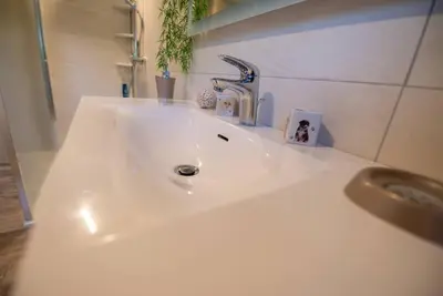 Salle de bains dans l'établissement Gîte Les Lavandières