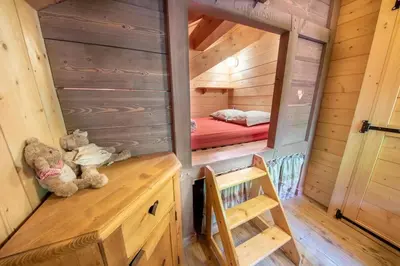 Un ou plusieurs lits dans un hébergement de l'établissement Chalet Cafourotte, au calme, SPA