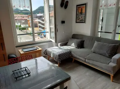 Coin salon dans l'établissement L'escale du centre du lac, joli appartement T2, proche lac