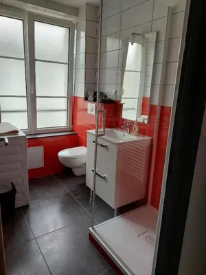 Salle de bains dans l'établissement L'escale du centre du lac, joli appartement T2, proche lac