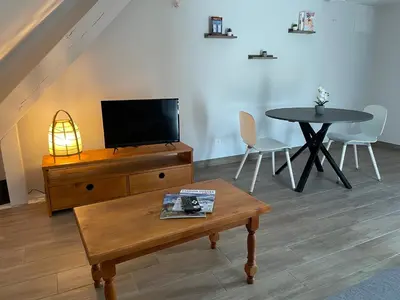 Télévision ou salle de divertissement dans l'établissement A l'ombre du figuier