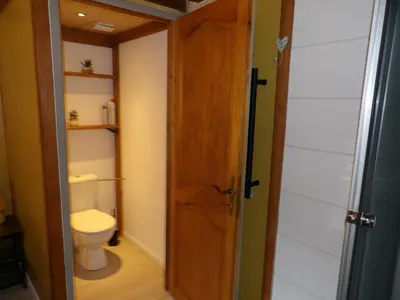 Salle de bains dans l'établissement Charmant studio au calme à Murbach vue jardin, parking & Wi-Fi gratuit