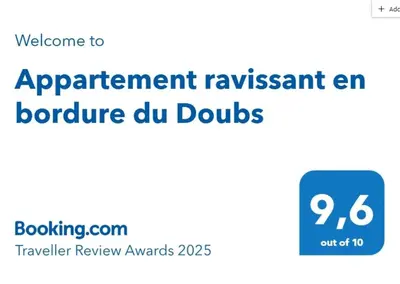 Certificat, récompense, panneau ou autre document affiché dans l'établissement Appartement ravissant en bordure du Doubs