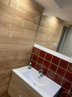 Salle de bains dans l'établissement La Bresse, 50 m du centre ville, appartement 4-6 personnes