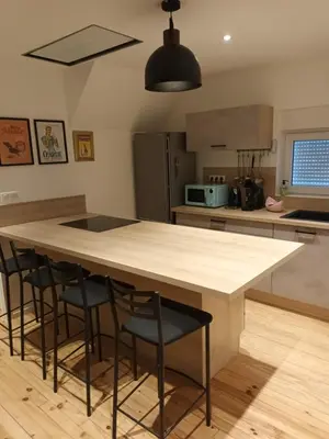 Cuisine ou kitchenette dans l'établissement Gite a l' Orée du verger