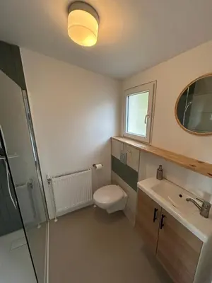 Salle de bains dans l'établissement Camping du Château