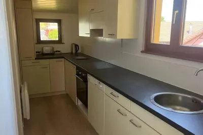 Cuisine ou kitchenette dans l'établissement La Petit Frontière