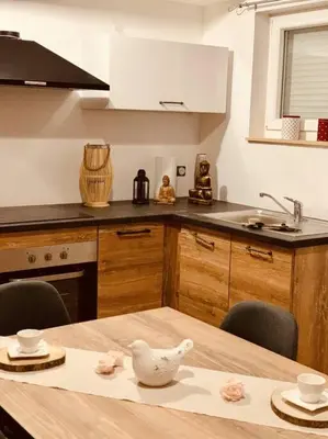 Cuisine ou kitchenette dans l'établissement Gîte Cosy au cœur de l'Alsace