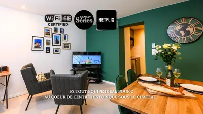 Télévision ou salle de divertissement dans l'établissement COZY F2 40m2 Appartement Climatisé Château