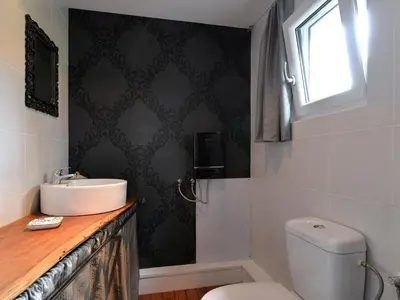 Salle de bains dans l'établissement Loft charmant à Leymen près de Bâle - Parking, espace vert, tout confort inclus - FR-1-744-7