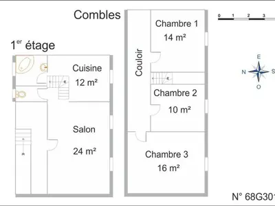 Plan de l'établissement Maison Alsacienne Historique avec Parking à Ammerschwihr - FR-1-744-23