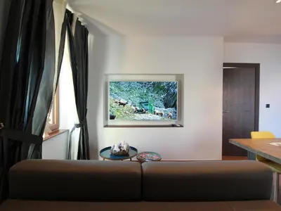 Télévision ou salle de divertissement dans l'établissement Gîte Alsacien : Terrasse, Sauna Privé, Accès Piscine et Bien-être, Proche Colmar et Route des Vins - FR-1-744-16