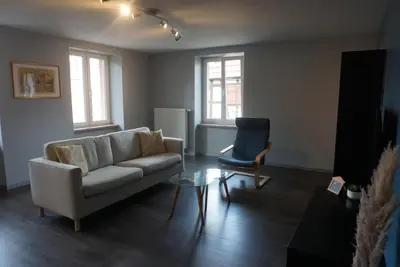 Coin salon dans l'établissement L'Aubach - appartement spacieux - au pied du vignoble - parking gratuit