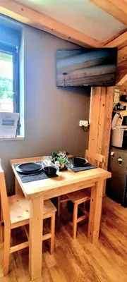 Cuisine ou kitchenette dans l'établissement Studio type chalet