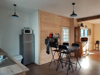 Cuisine ou kitchenette dans l'établissement Le spitzacker gîte familial au calme