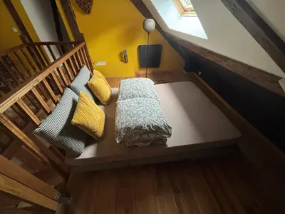 Coin salon dans l'établissement Gîte Origin Gueberschwihr
