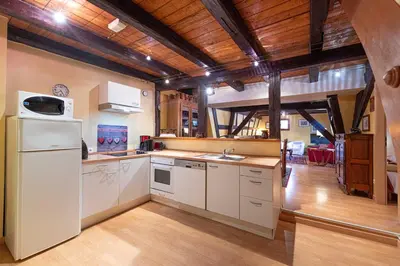Cuisine ou kitchenette dans l'établissement Les Gîtes Coeur de Vigne
