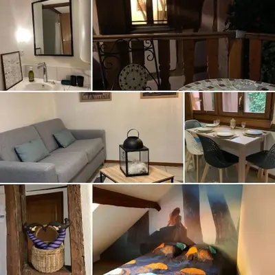 Coin salon dans l'établissement La Sorcière in a typical Alsatian house