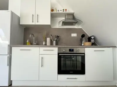 Cuisine ou kitchenette dans l'établissement Appartement 3 personnes, Frontière Suisse (Bâle)