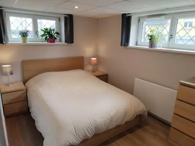 Un ou plusieurs lits dans un hébergement de l'établissement Gîte le petit wintz 4 personnes avec son jardin privatif - Parking avec borne de recharge pour véhicule électrique 22Kw - 2 vélos