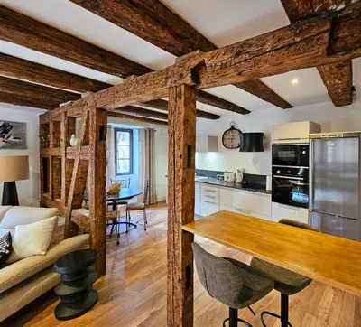 Cuisine ou kitchenette dans l'établissement Gîte Du XVe