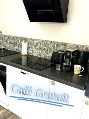 Cuisine ou kitchenette dans l'établissement La Marine by Leslodgespa - Appartement moderne et équipé au style marin, proche de Bâle et de l'aéroport