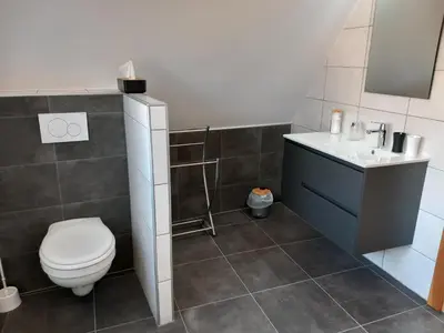 Salle de bains dans l'établissement Gite Schlossberg