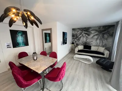 Coin salon dans l'établissement Le Cannois, Appartement de star 3 chambres