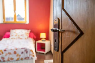 Un ou plusieurs lits dans un hébergement de l'établissement Appartement cosy et spacieux, 4 ch, parking - centre - Les Vieux Toits de Riquewihr