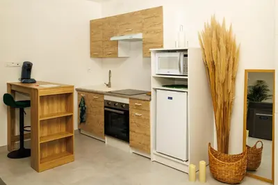 Cuisine ou kitchenette dans l'établissement Gîte-Spa Nature