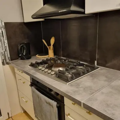 Cuisine ou kitchenette dans l'établissement Les Cigognes de Andolsheim