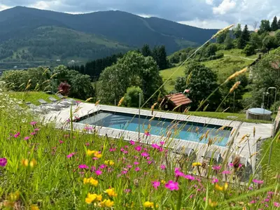Vue générale sur la montagne ou vue sur la montagne depuis la maison de vacances