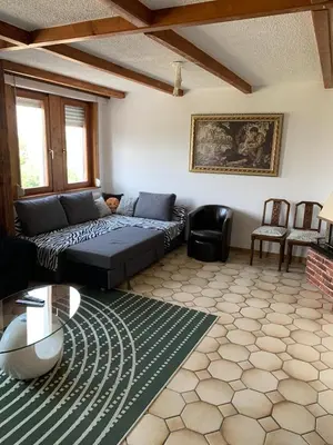 Coin salon dans l'établissement Appartement duplex