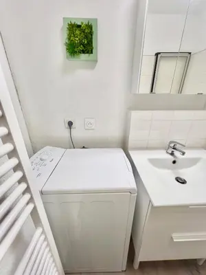 Salle de bains dans l'établissement Le Coquelicot - Proche Gare - Studio 1 pièce 2 Pers