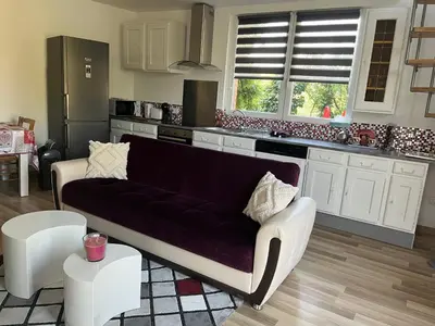 Cuisine ou kitchenette dans l'établissement Maison « jardin la cigogne »