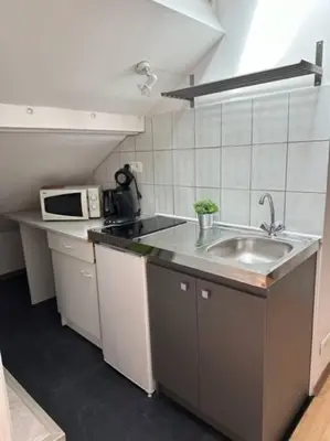 Cuisine ou kitchenette dans l'établissement Petit Loft Centre Ville Historique proche GARE TGV