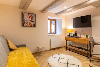 Télévision ou salle de divertissement dans l'établissement Petit studio pour 2 personnes au cœur de Selestat