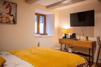 Un ou plusieurs lits dans un hébergement de l'établissement Petit studio pour 2 personnes au cœur de Selestat
