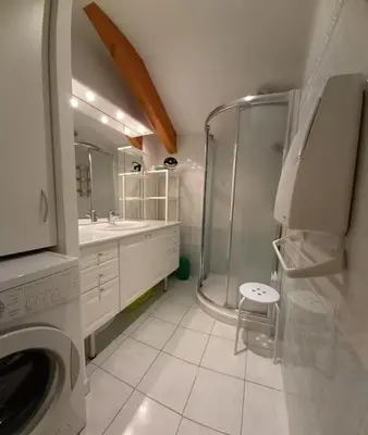 Salle de bains dans l'établissement Gérardmer : appartement 43m2, classé 3*, vue lac