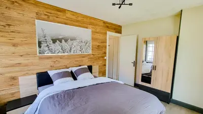 Un ou plusieurs lits dans un hébergement de l'établissement F2* * * 80M DU LAC avec vue+terrasse+proche centre