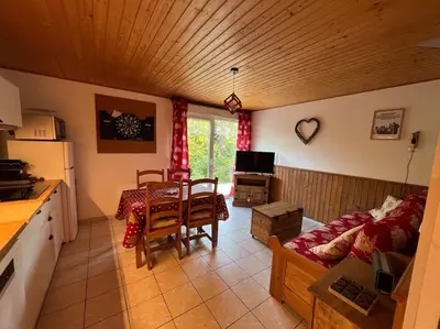 Télévision ou salle de divertissement dans l'établissement O' Chênes Rouges GERARDMER - 4-6 pers avec terrasse vue lac et montagne