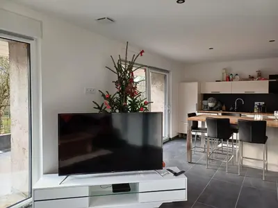 Télévision ou salle de divertissement dans l'établissement Les chambres du Haras St Georges