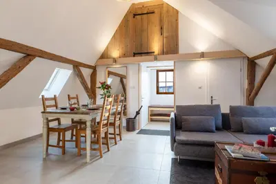 Coin salon dans l'établissement Chabi Chalet Gîte au coeur d'Eguisheim