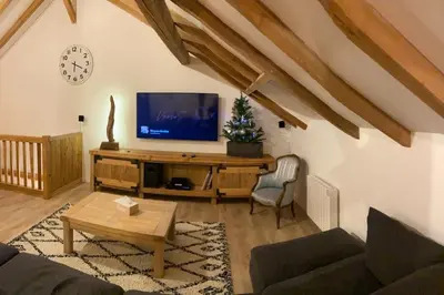 Télévision ou salle de divertissement dans l'établissement Gîte dans les Vosges Gite du Feing des Loges